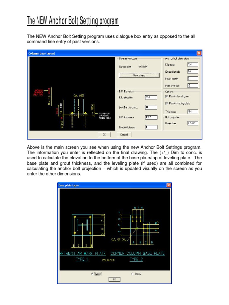 New Anchor Bolt Setting Program Guide | PDF | Teaching Methods & Materials
