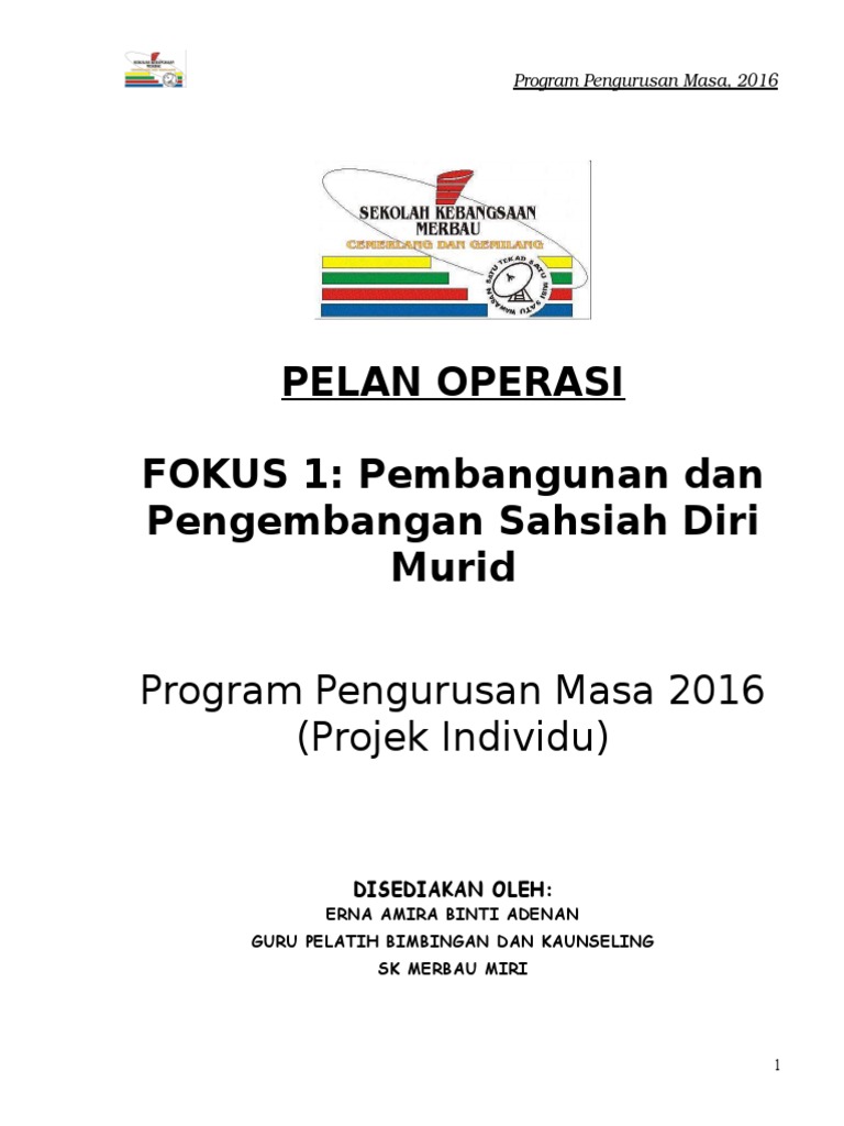 Kertas Kerja Program Pengurusan Masa