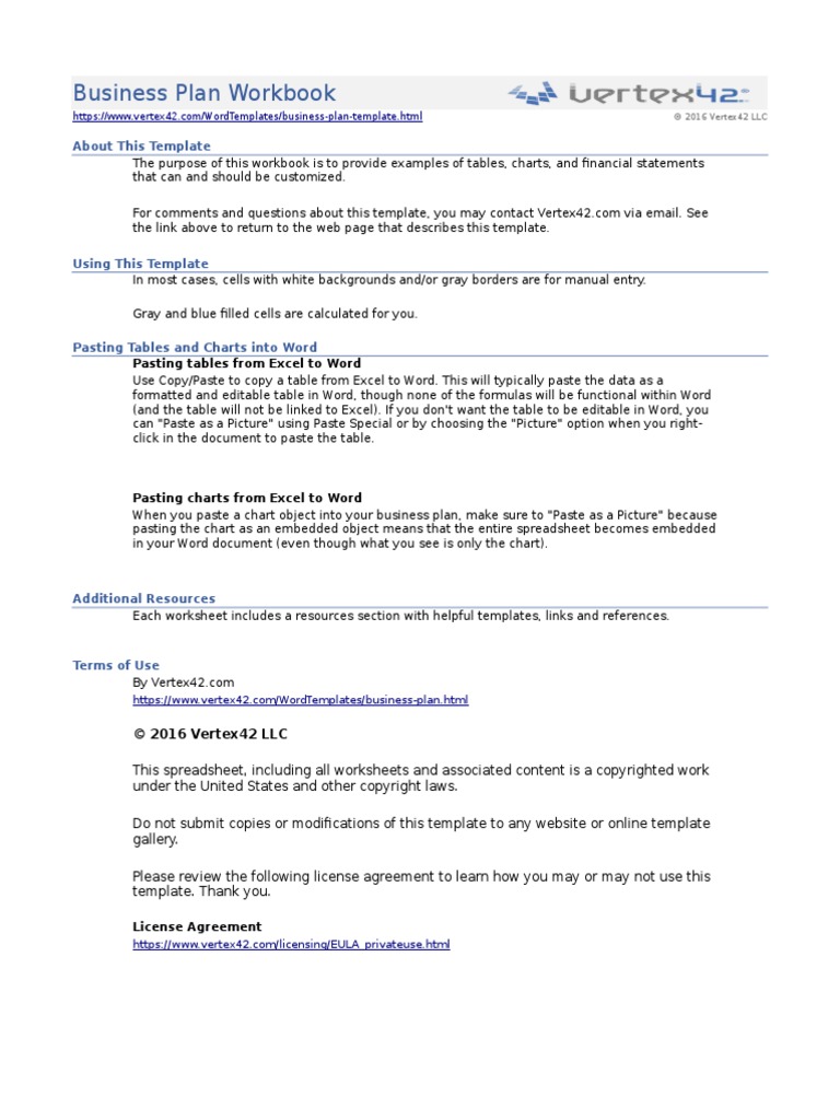 Business Plan Workbook How TO | PDF | Investing | Expense