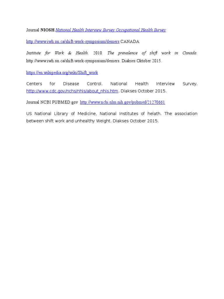 Institute For Work & Health. 2010. The Prevalence of Shift Work in ...