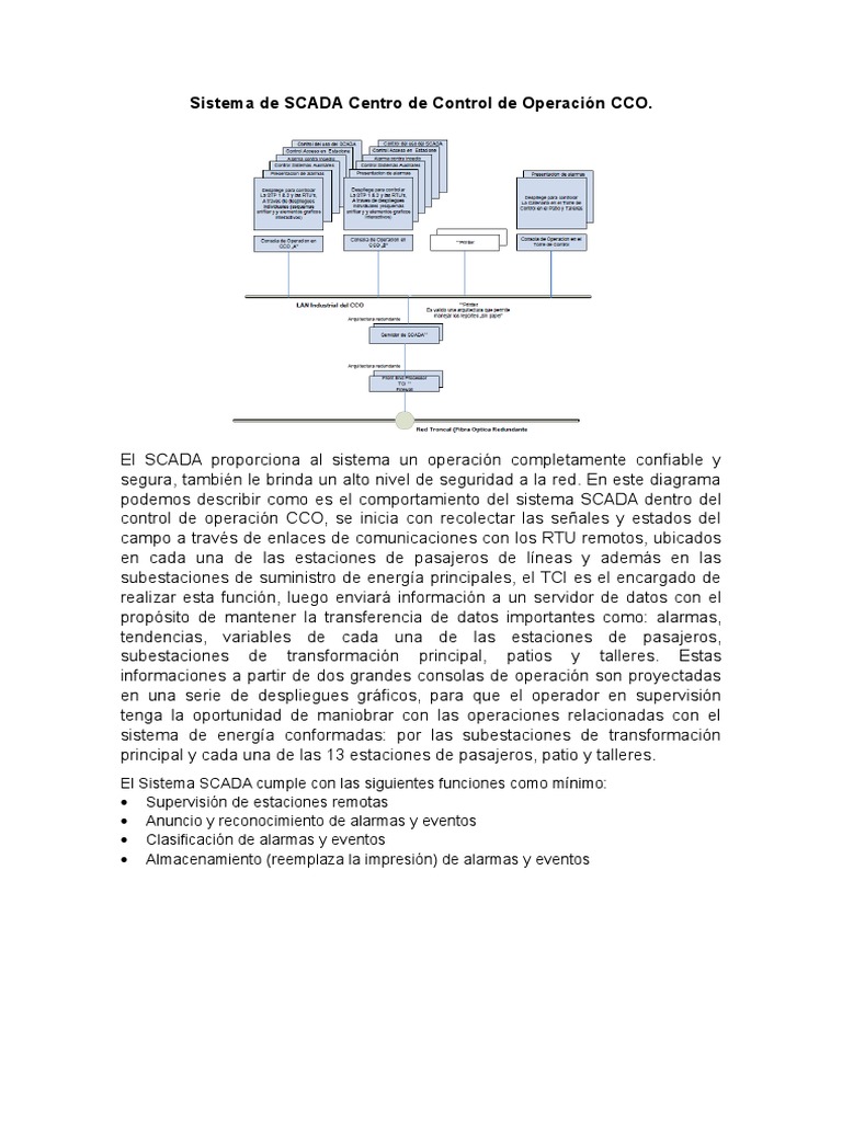 Sistema de SCADA Centro de Control de Operación CCO | PDF | Scada ...