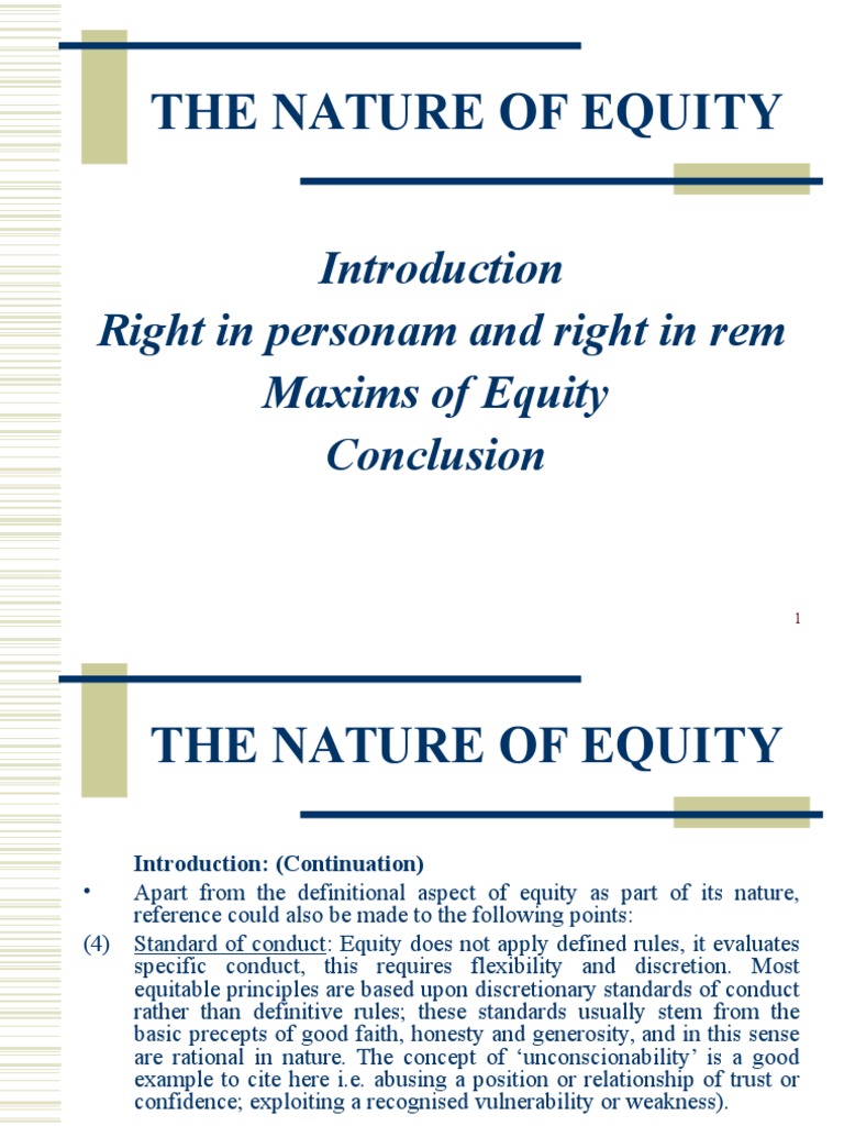Copythe Nature of Equity - Equity Trust I | PDF | Equity (Law) | Lawsuit