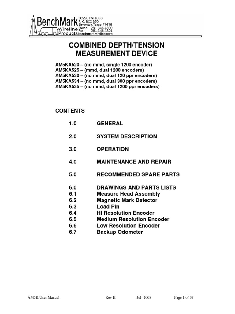 AM5K Depth and Tension Measurement Guide | PDF | Bearing (Mechanical ...