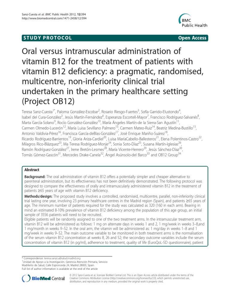 B 12 Vitamin B12 Clinical Trial