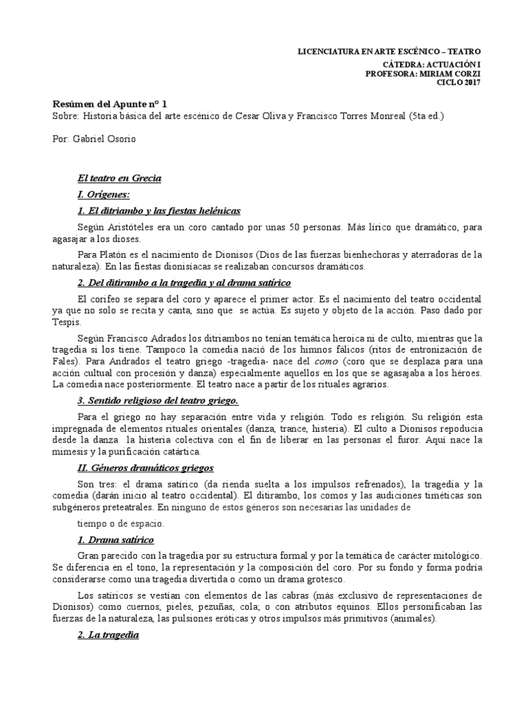 Resumen Historia Básica Del Arte Escenico Tragedy Theatre