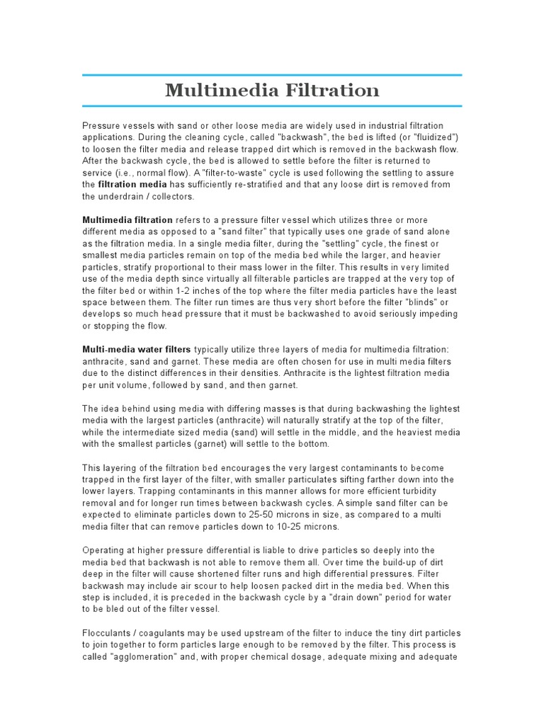 The Benefits of Multimedia Filtration: Increased Run Times and Particle ...