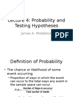 Lecture 4 Probability and Testing Hypotheses