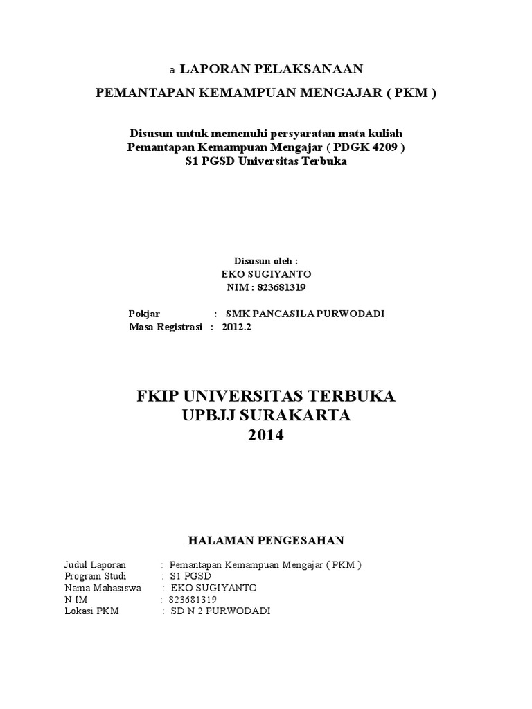 Contoh Laporan Pkm