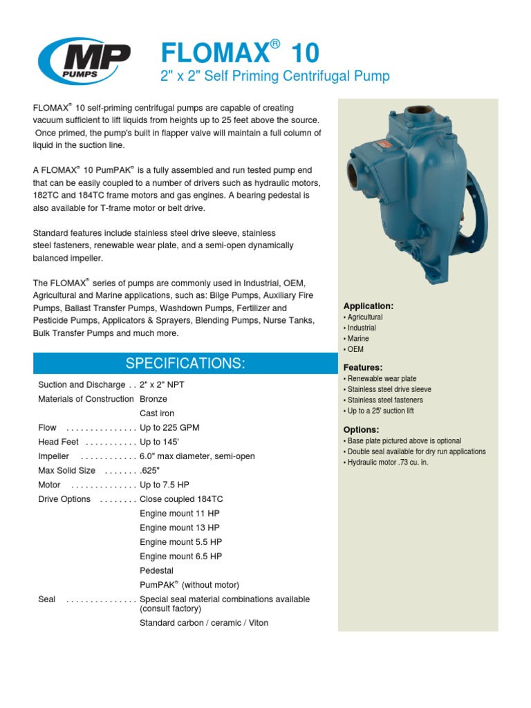 8025 D FLOMAX 10 Self Priming Centrifugal Pump Pump Gas Technologies