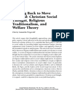 Looking Back to Move Forward Christian Social Thought, Religious Traditionalism, And Welfare Theory