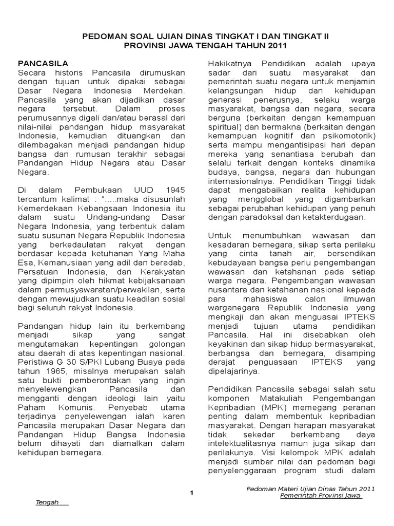 KISI KISI SOAL UJIAN DINAS TINGKAT I II 2021 doc doc KISI KISI SOAL UJIAN DINAS TINGKAT I II 2021 doc doc