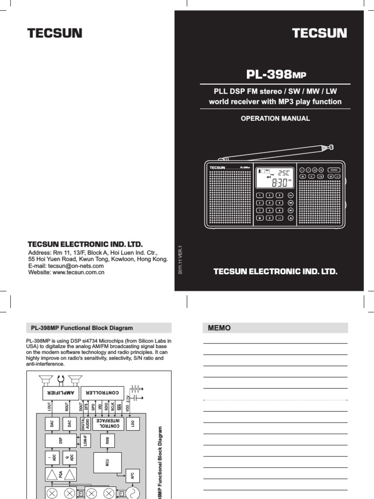 Tecsun PL 398MP | PDF | Am Broadcasting | Frequency Modulation