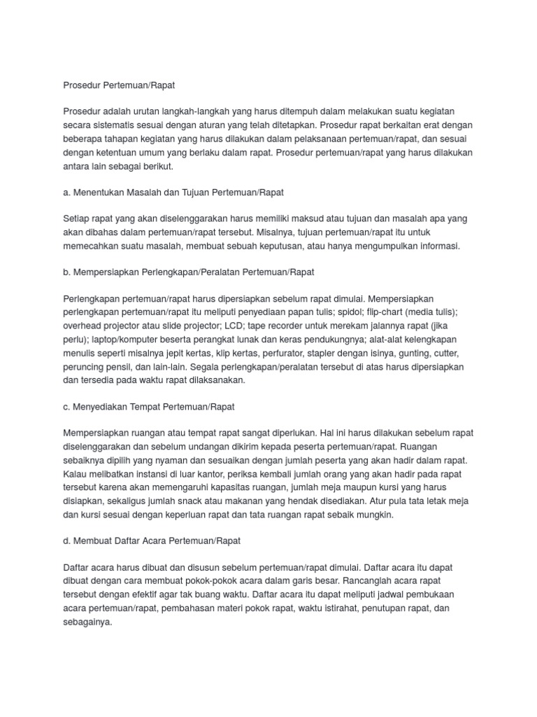 Menyelenggarakan Pertemuan Rapat