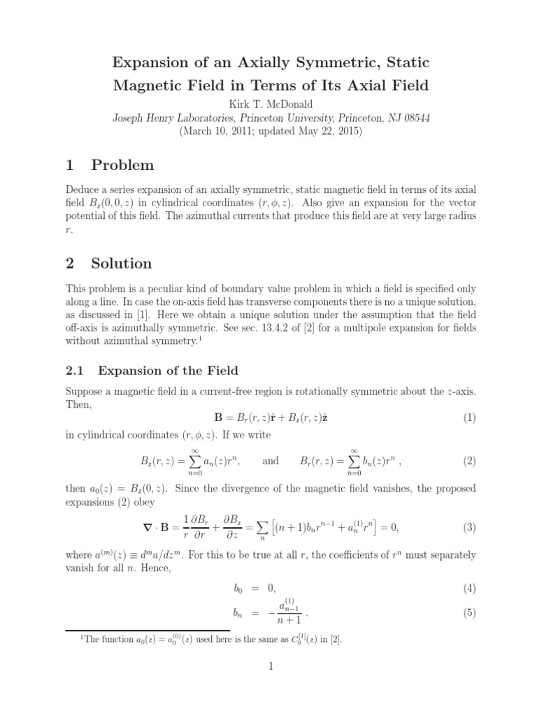 Magnetic Field Expansion in Cylindrical Coordinates | PDF | Magnetic ...