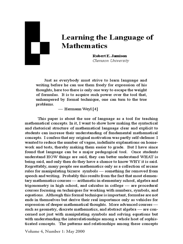 Teaching Mathematical Language Skills | PDF | Definition | Logical ...