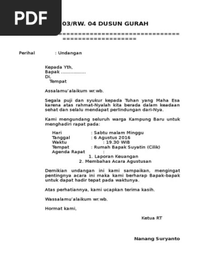 94 Contoh Surat Undangan Rapat Rt Baru Terbaik