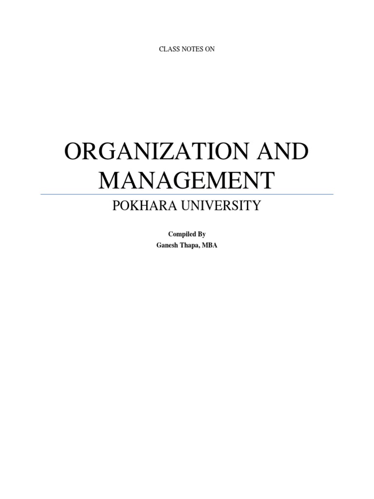 Organization and Management Full Note | PDF | Motivation | Motivational
