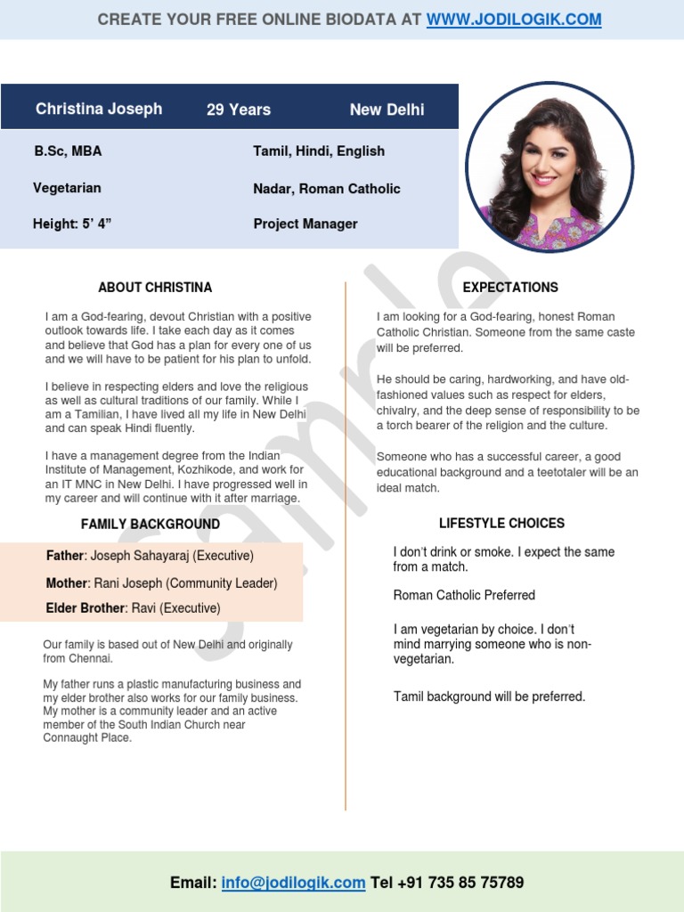 Marriage Biodata Format For Christian Girl | PDF | Marriage