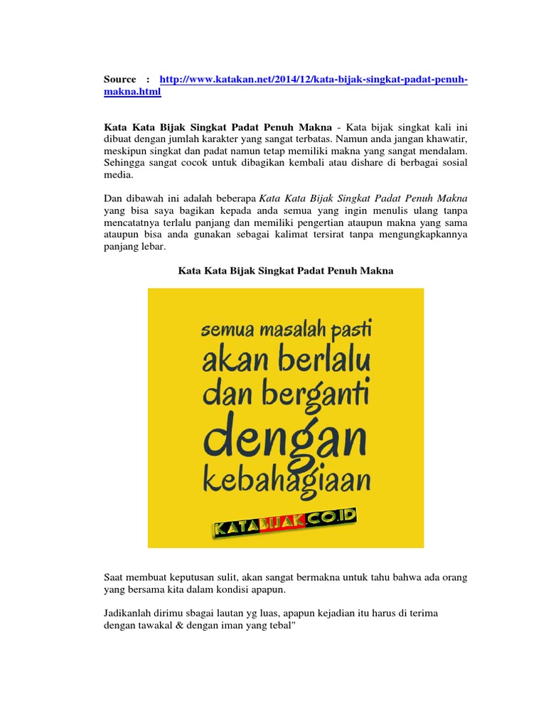  Kata Kata Bijak Singkat Padat Penuh Makna  pdf