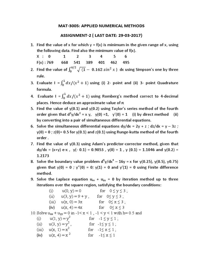 Mat 3005 Assignment 2 | PDF