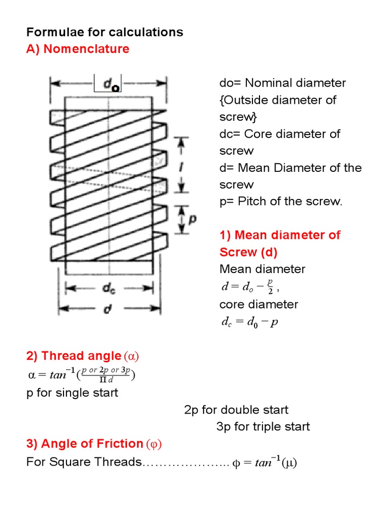 Mech Diploma Design of Power Screw PDF Screw Tools