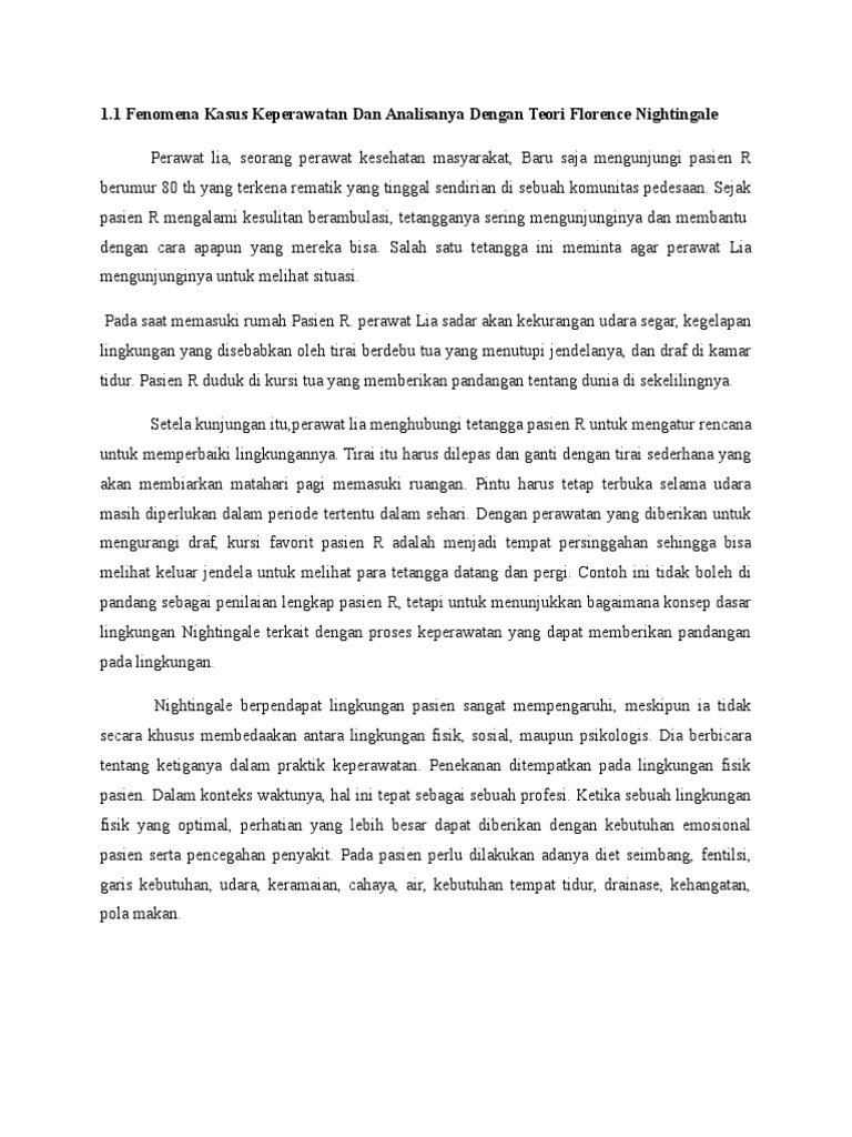 Fenomena Kasus Keperawatan Dan Analisanya Dengan Teori