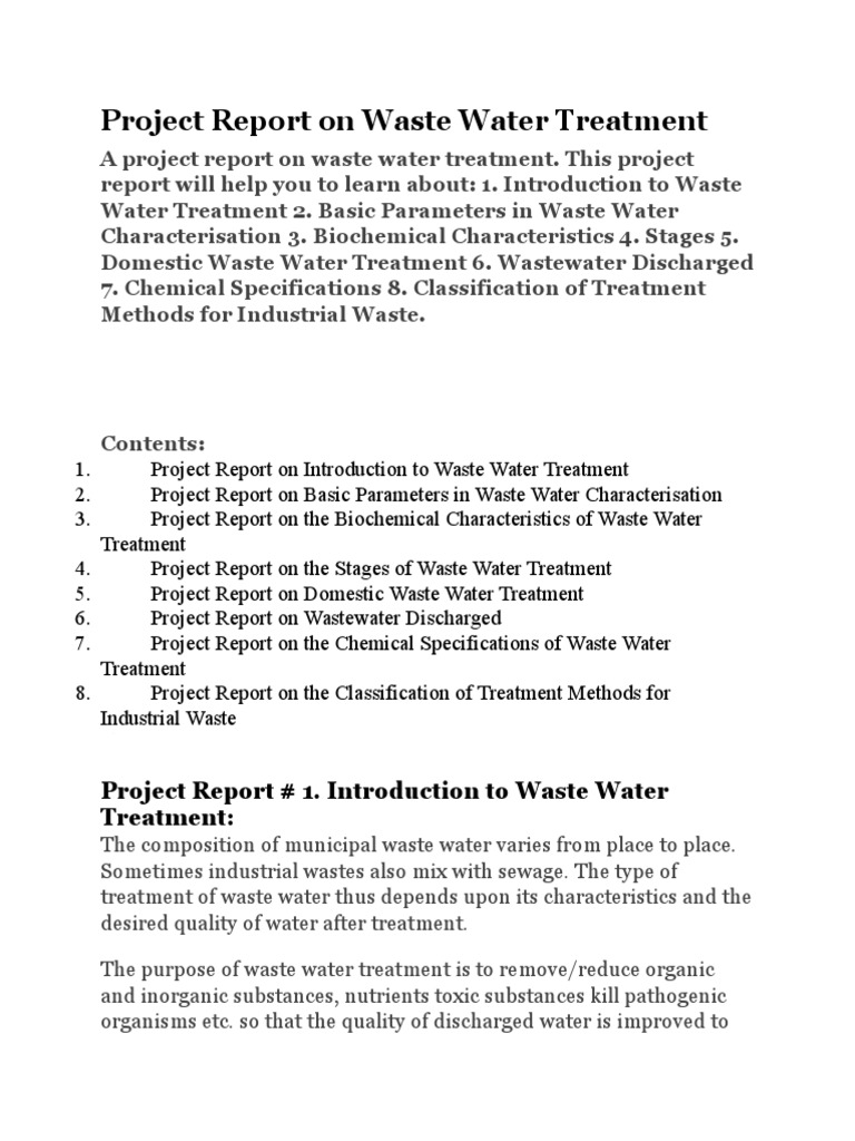 write an essay on waste water treatment
