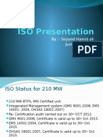 ISO Presentation: By:-Sayyed Hamid Ali Junior Engineer Iso Btps