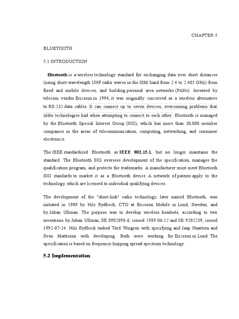 Bluetooth Is A: 5.2 Implementation | PDF | Science & Mathematics ...