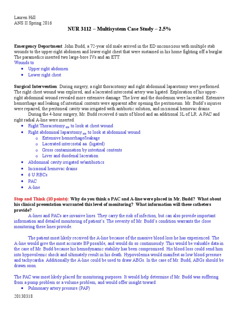 Nursing Case Study: Trauma & Shock | PDF | Shock (Circulatory) | Sepsis