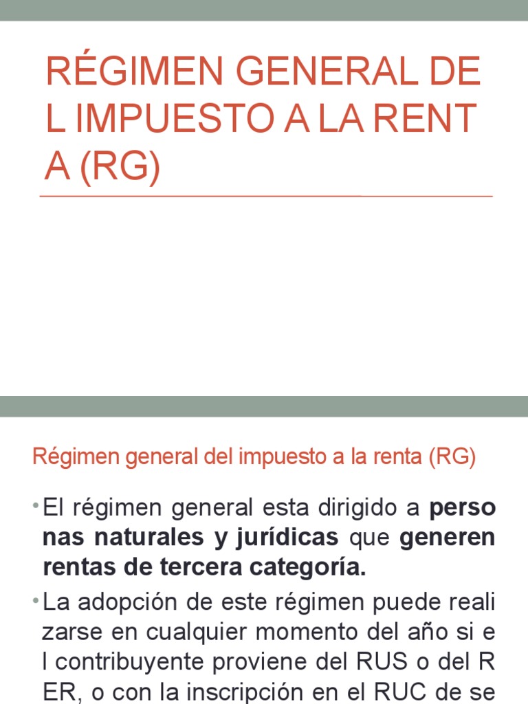 Régimen General del Impuesto a la Renta | PDF | Impuesto sobre la renta ...