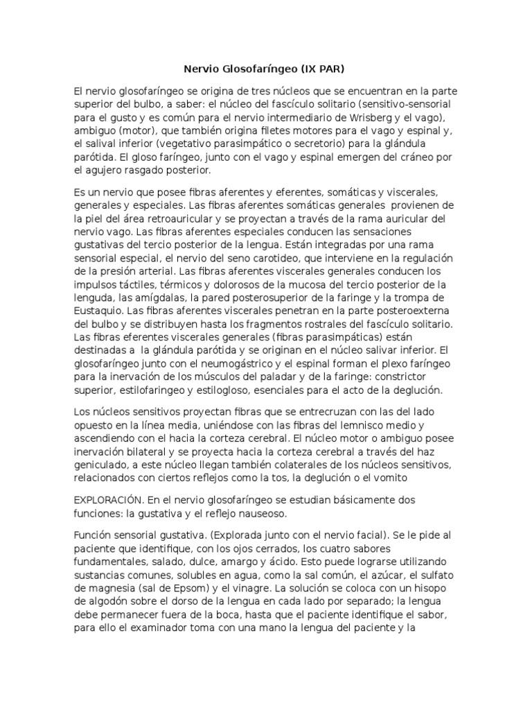 Nervio Glosofaringeo Pdf Nervio Vago Anatomía Humana