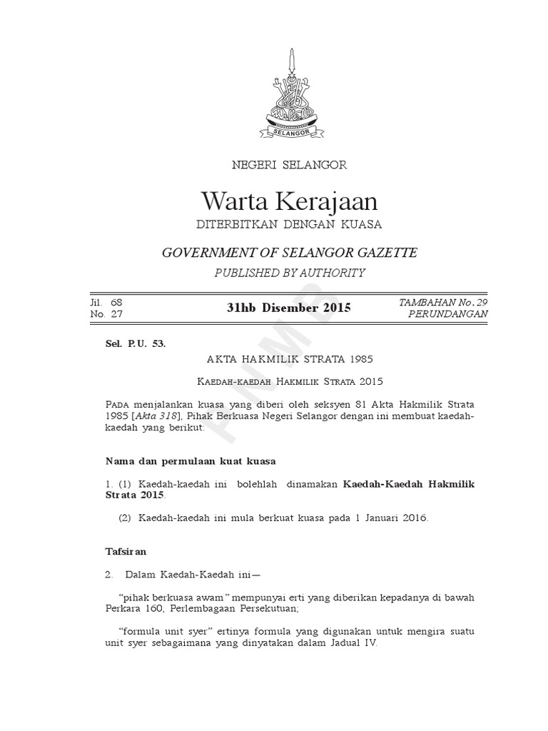 Kaedah Kaedah Strata Selangor 2015  PDF