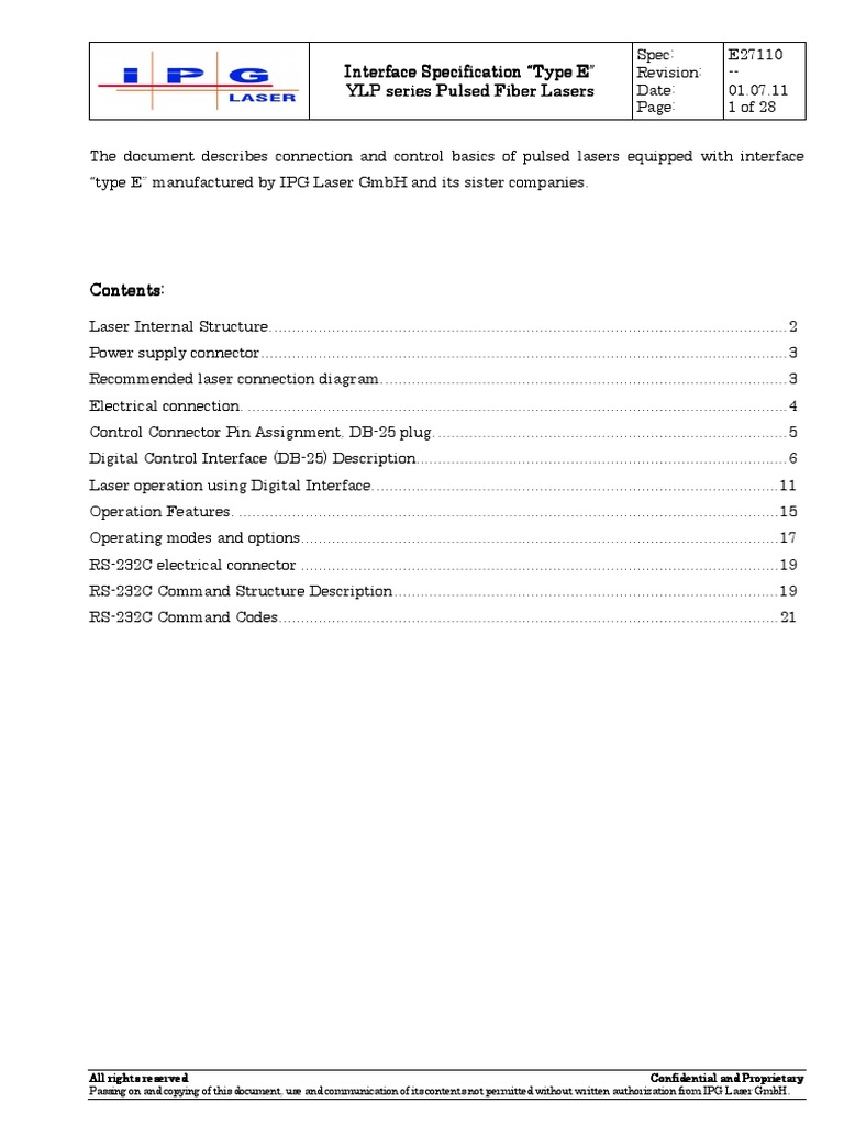 YLP Series Laser Interface Guide | PDF | Laser | Power Supply