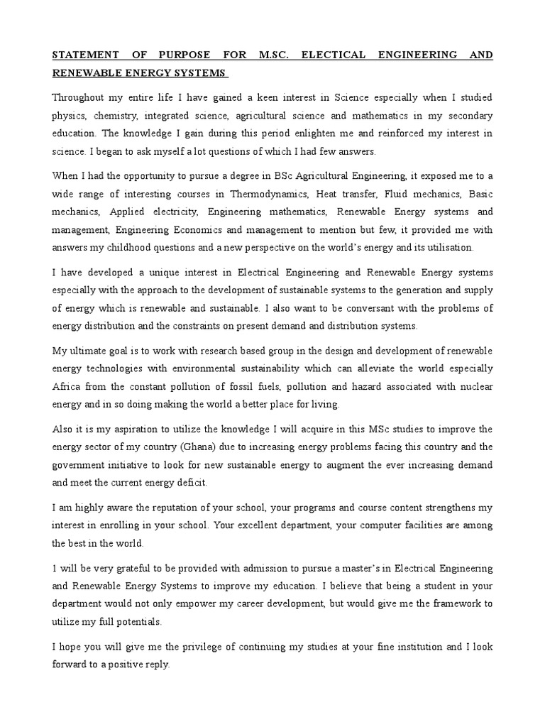 Sop Engineering Renewable Energy