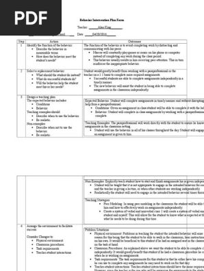 behavior intervention plan