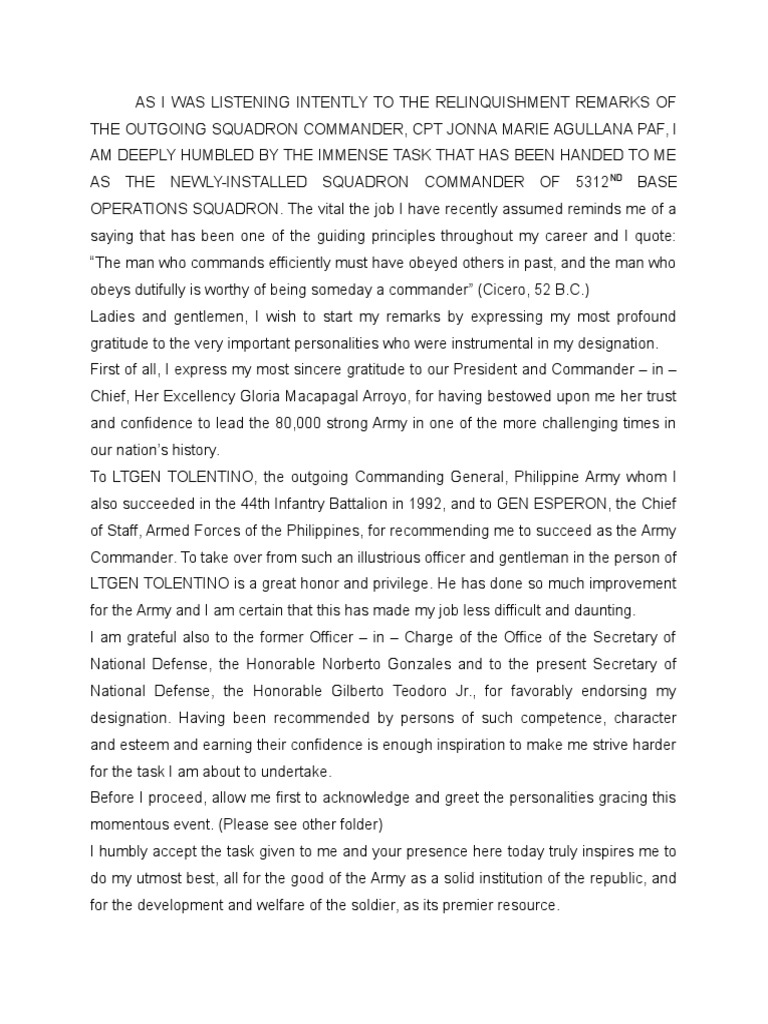 Army Change Of Command Script