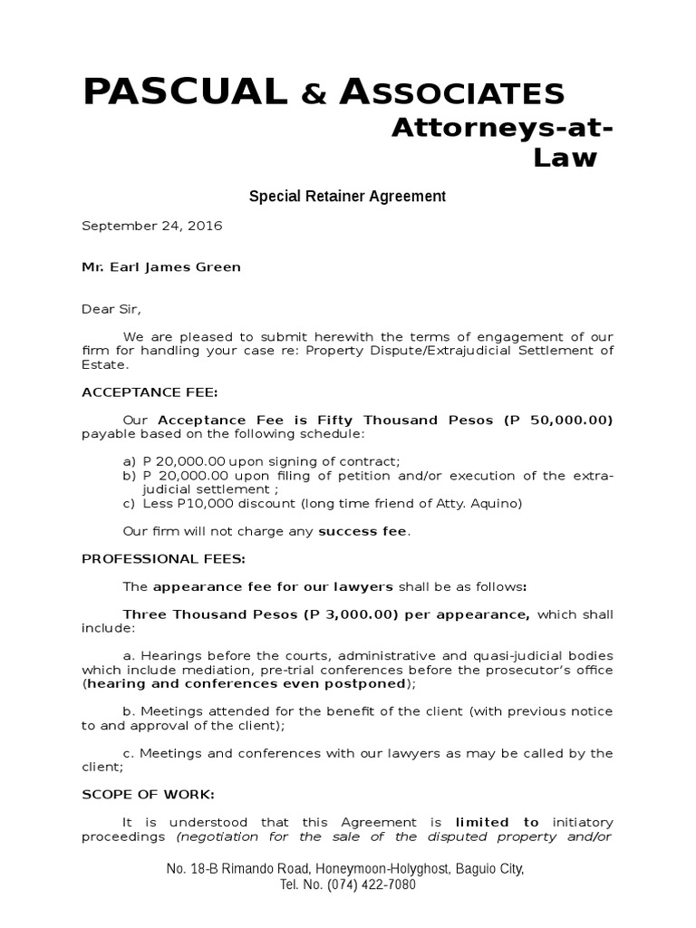 Law Firm Retainership Letter