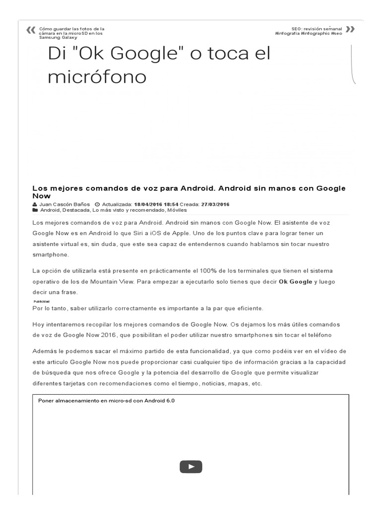 Los Mejores Comandos de Voz para Android | PDF | Google | Cuál es la ...