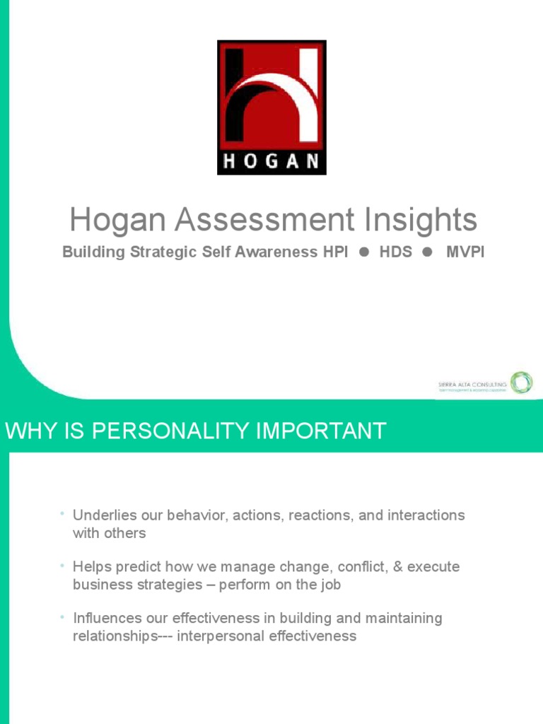 Hogan Assessment: Building Self-Awareness | PDF | Self Awareness ...