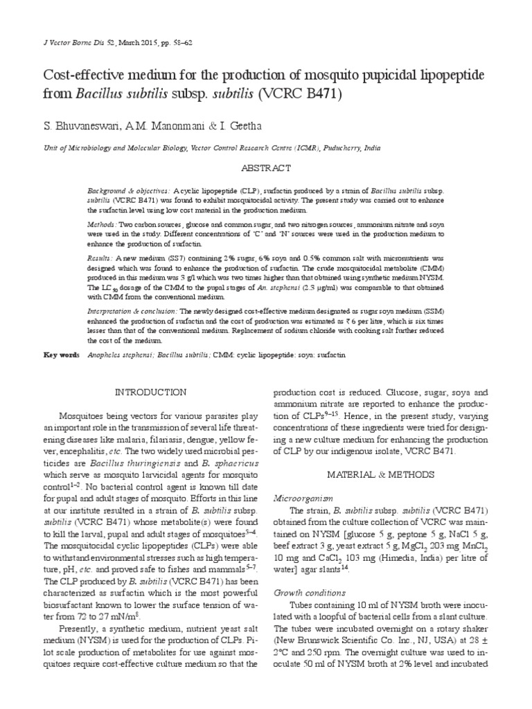 Cost-Effective Mosquito Control Medium | PDF | Growth Medium | Sodium ...