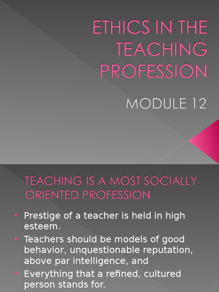 Ethics in The Teaching Profession Module 12 | PDF | Teachers | Religion ...