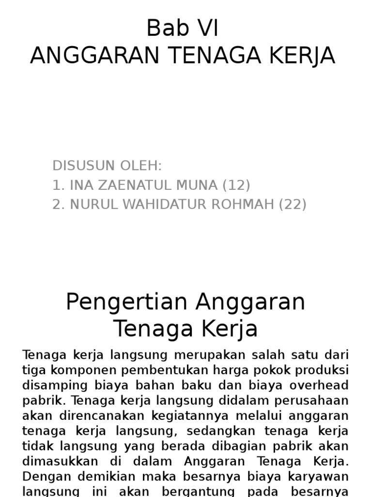 Anggaran Tenaga Kerja