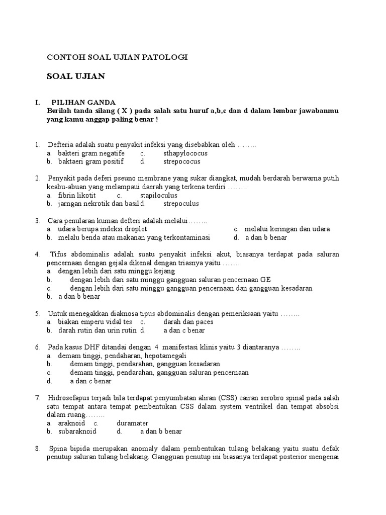 Contoh Soal Ujian Patologi Docx