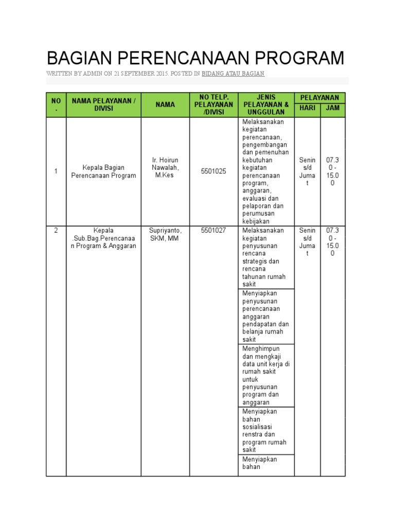 Bagian Perencanaan Program | PDF