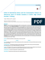 Research Article Effect of Nutritional Status and Fat Consumption Pattern On Menstrual Cycle of Female Students in Senior High School Number 1 Padang
