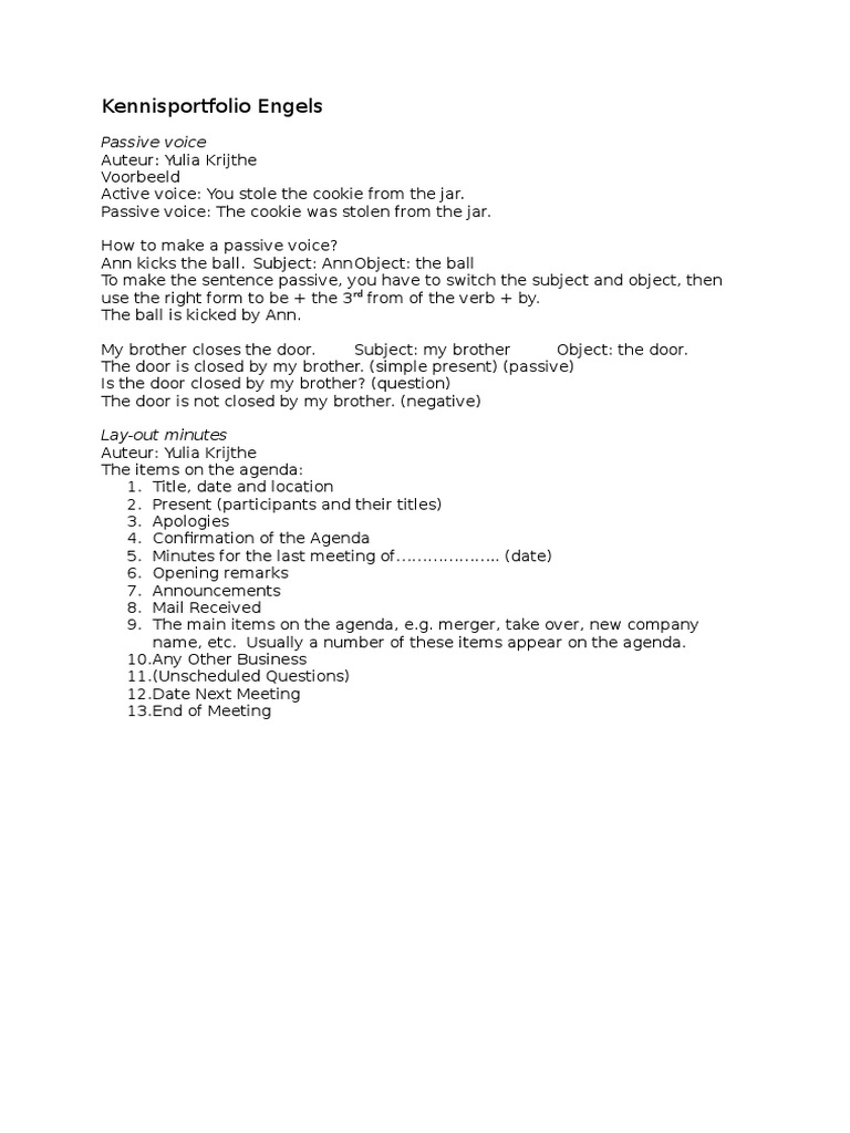 Kennisportfolio Engels | PDF | Subject (Grammar) | Philology