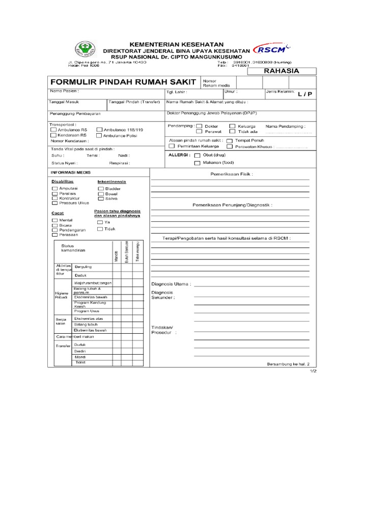 Form Rujukan RSCM | PDF