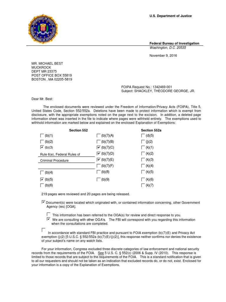 FOIA Response on Theodore Shackley Jr. | PDF | Freedom Of Information ...