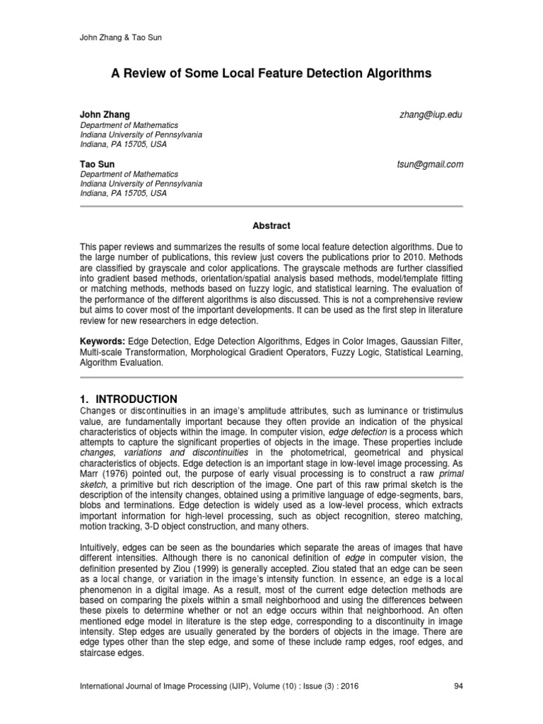 Local Feature Detection Algorithms Review | PDF | Wavelet | Imaging